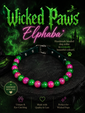 Wicked Paws Elphaba - handmade beaded dog collar in green and pink