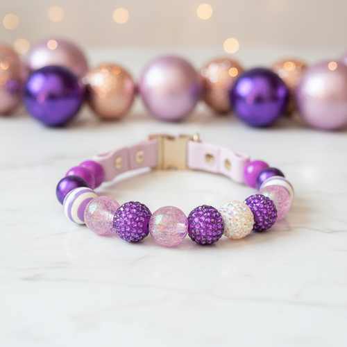 Amethyst Royale luxury beaded dog collar lifestyle shot